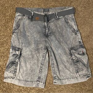Affliction Stonewashed Gray Cargo Shorts
